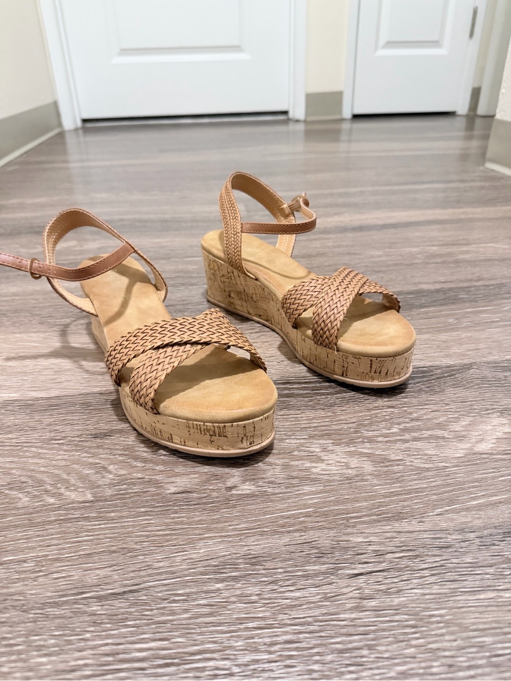 Patrizia Woven Cork Wedge Sandals - Tan